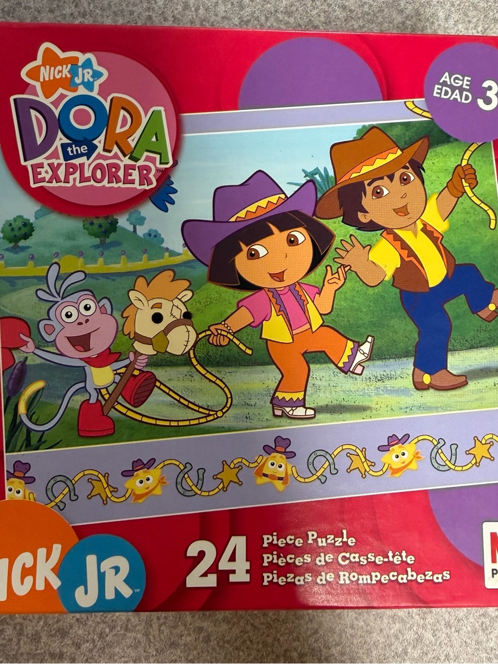 Vintage Dora The Explorer Go Deigo Go Nick Jr 24 Piece Puzzle Cowboys MB